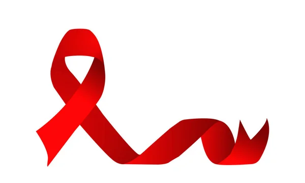 Red Ribbon Vector Ontwerp Symbool Voor Wereld Hulp Dag — Stockvector