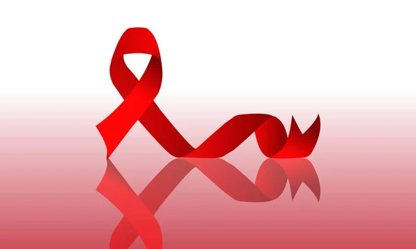 Schöne Rote Schleife Mit Reflexion Symbol Des Welt Aids Tages — Stockvektor