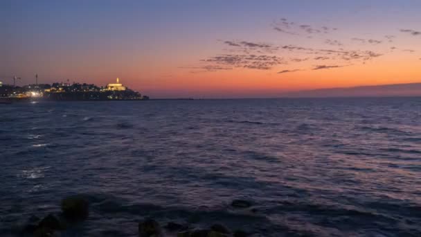 Der Nachtstrand von tel aviv — Stockvideo