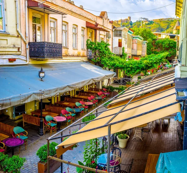 The street with canopies — Stock Photo, Image