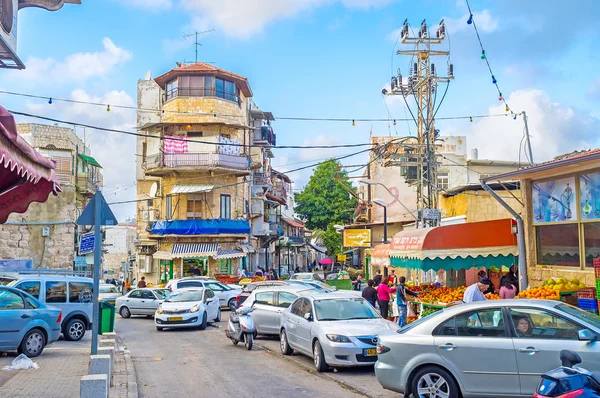 A rua de mercado em Haifa — Fotografia de Stock