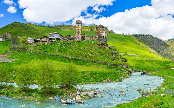 The bend of Enguri river