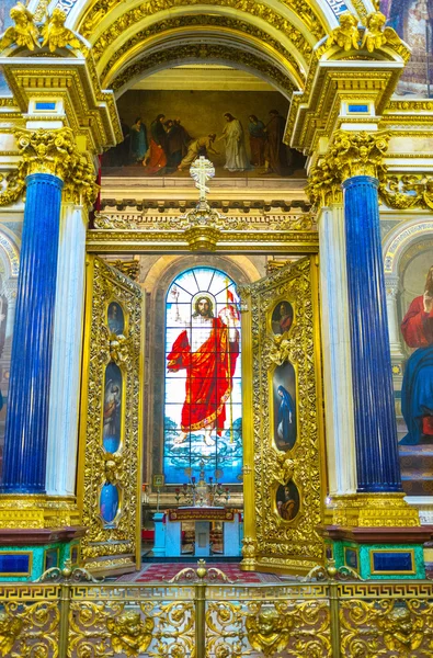 The stained-glass window in St Isaac's Cathedral of St Petersbur — Stock Photo, Image