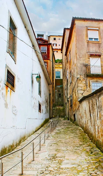 Estrecha Calle Trasera Gaia Con Pared Blanca Antigua Fábrica Vino —  Fotos de Stock