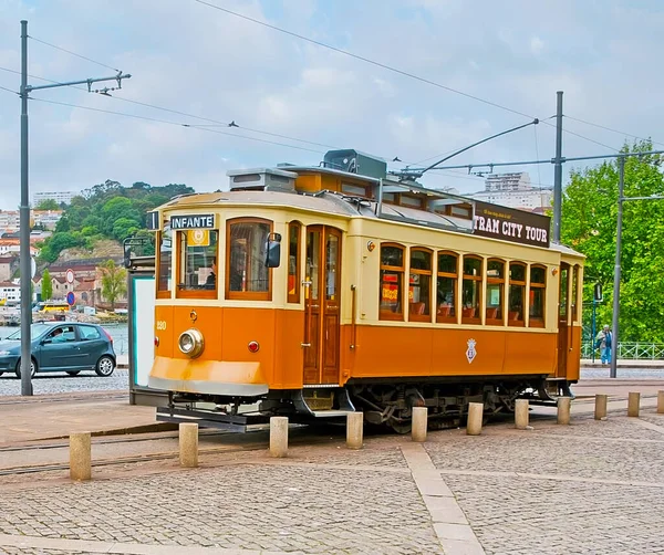 Portugal Portugal April 2012 Vintage Tram Wait Tourists Station Douro — 图库照片