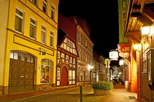 Hamelin Németország November 2012 Neue Marktstrasse Festői Épületei Üzletekkel Éttermekkel — Stock Fotó