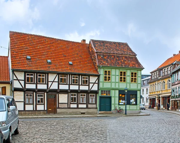 Altstadt Quedlinburg Cuenta Con Pintorescas Casas Entramado Madera Con Antiguos — Foto de Stock