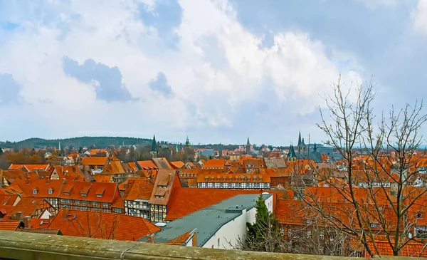 Viewing Terrace Castle Hill Overlooks Red Tile Roofs Altstadt Old — Stock Photo, Image