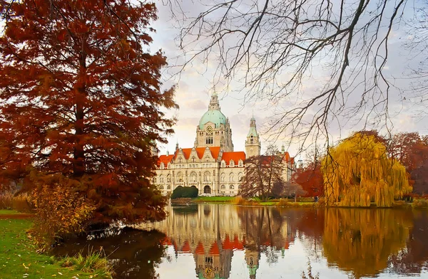 Profitez Des Arbres Colorés Maschpark Automne Situé Autour Lac Maschteich — Photo