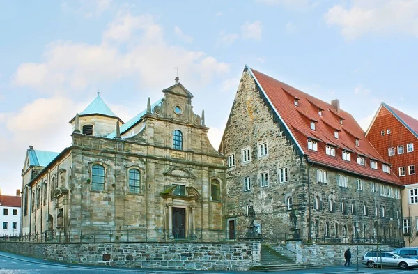 Monumental Edifício Medieval Kreuzkirche Igreja Santa Cruz Localizado Kreuzstrasse Cidade — Fotografia de Stock