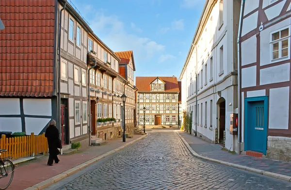 Das Malerische Stadtbild Von Hildesheim Mit Erhaltenen Fachwerkhäusern Deutschland — Stockfoto