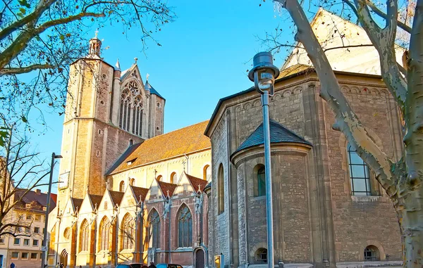 Side Wall Apse Bell Towers Brunswick Cathedral Franz Bauer Platz — Stock Photo, Image