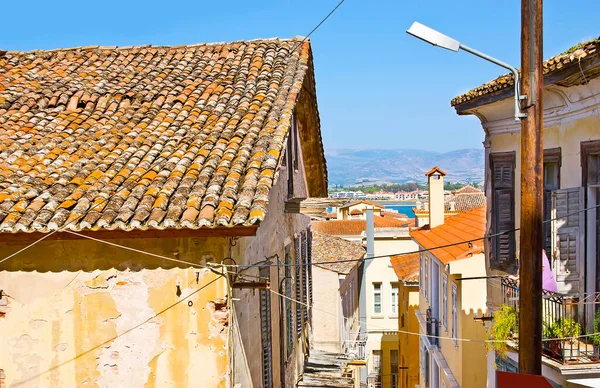 Hilly Streets Old Town Overlooks Old Tile Roofs Living Buildings — Stock Photo, Image