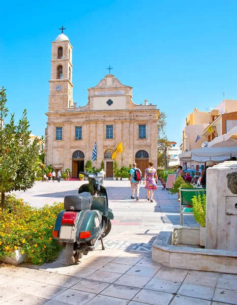 Die Fassade Der Kathedrale Panagia Trimartiri Athinagora Platz Chania Kreta — Stockfoto