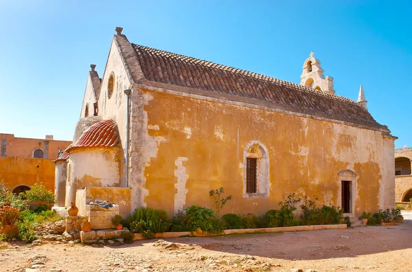 希腊克里特岛Arkadi修道院 Moni Arkadiou 基督异形教堂的侧墙和顶部 — 图库照片