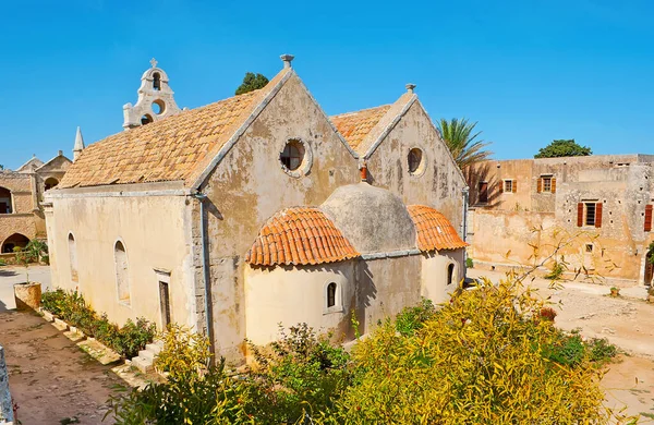 Église Médiévale Pittoresque Transfiguration Christ Monastère Arkadi Moni Arkadiou Crète — Photo