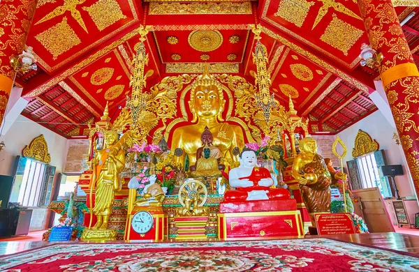 Chiang Rai Thailand May 2019 Richly Decorated Interior Viharn Hall — Stock Photo, Image