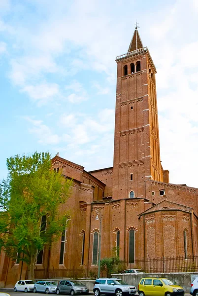 Edifício Tijolos Basílica Gótica Medieval Santa Anastásia Com Torre Sino — Fotografia de Stock