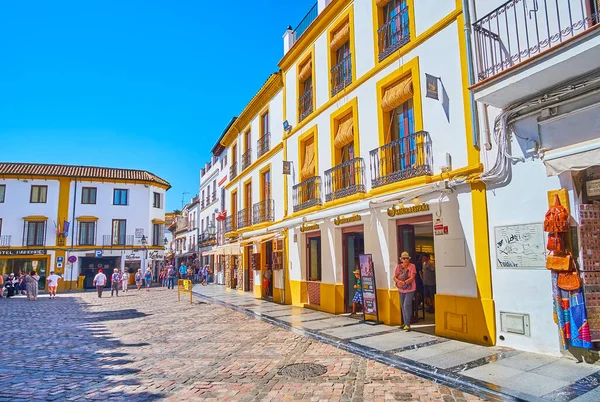 Cordoba Spanien September 2019 Die Reihe Historischer Häuser Mit Touristengeschäften — Stockfoto