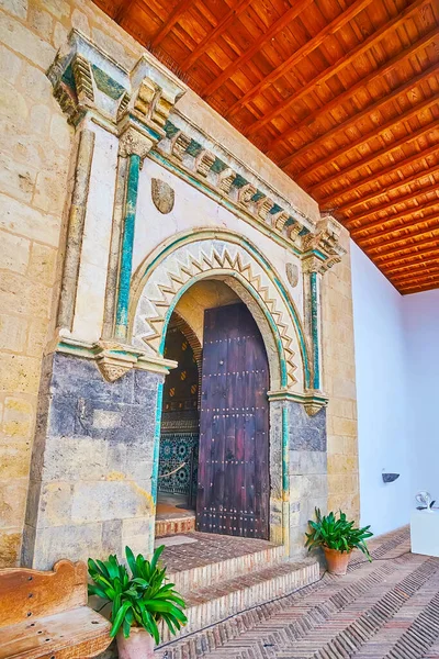 Cordoba Spain September 2019 Carved Stone Gate San Bartolome Chapel — Stock Photo, Image