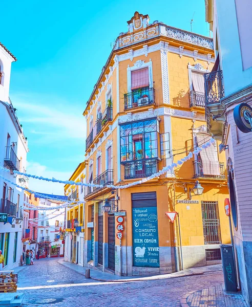 Cordoba España Sep 2019 Estrecha Montañosa Calle Rodríguez Marín Con —  Fotos de Stock