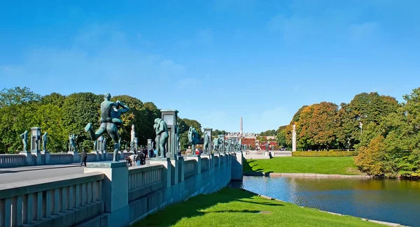 Panorama Bridge Sculptures Sognsvann Lake Tall Granite Monolith Vigeland Installtion — Foto de Stock