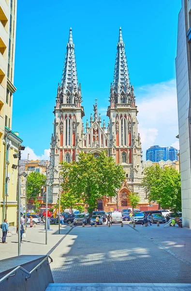 Quiiv Ucrânia Junho 2021 Fachada Edifício Gótico Catedral Católica Romana — Fotografia de Stock