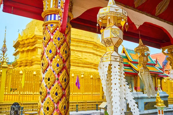 Die Malerischen Details Des Viharn Phra Chao Lawo Die Säule — Stockfoto