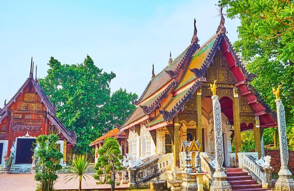 Promenade Dans Jardin Temple Wat Pratu Pong Avec Vue Sur — Photo