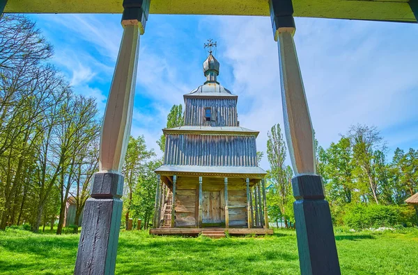 View Wooden Belfry Porch Old Intercession Church Pereiaslav Scansen Ukraine — 图库照片