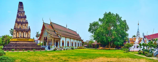 Panorama Del Templo Wat Chammathewi Con Antiguo Suwan Chedi Jungkote — Foto de Stock
