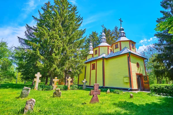 Preserved Medieval Tomstones Old Wooden Village Church Pereiaslav Scansen Ukraine — Stock Photo, Image