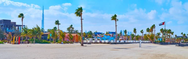 Panorama Mer White Sand Beach Line Palm Trees Beach Shops — Foto de Stock