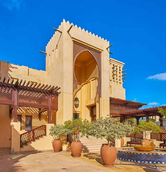 Portal Mercado Souk Madinat Jumeirah Decorado Com Arco Ferradura Madeira — Fotografia de Stock