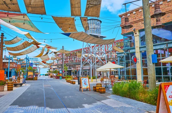 Насладитесь Марта Дубае Торговым Ресторанным Районом Mer Beachside Стильными Улицами — стоковое фото