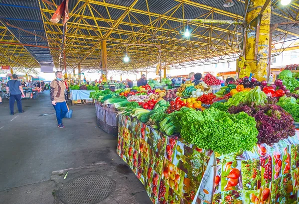 Odessa Ucrânia Junho 2021 Barracas Hortaliças Mercado Pryvoz Com Ampla — Fotografia de Stock