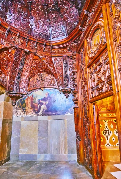 Granada Espagne Sept 2019 Couloir Entrée Bois Sculpté Basilique San — Photo