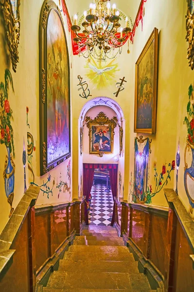 Granada Spain Sept 2019 Narrow Corridor Icons Paintings Leading Camarin — 图库照片