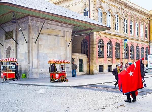 The flags' seller — Stock Photo, Image