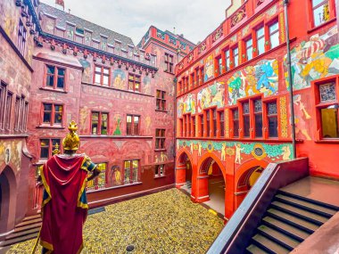 Visit medieval Town Hall's courtyard, one of the main landmarks of Basel, Switzerland