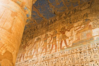 The colorful walls of Habu Temple