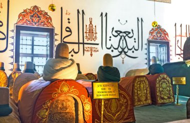 The sarcophagi in Mevlana Museum