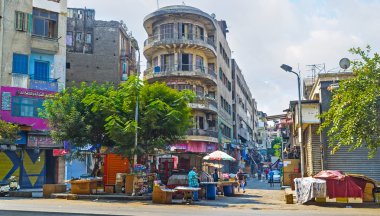 The mrket stalls in the street