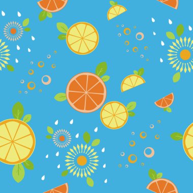 Narenciye karışımı. Seamless modeli. Mavi 