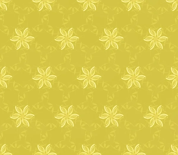 Yellow seamless wall-paper with abstract flower — Stock Photo, Image
