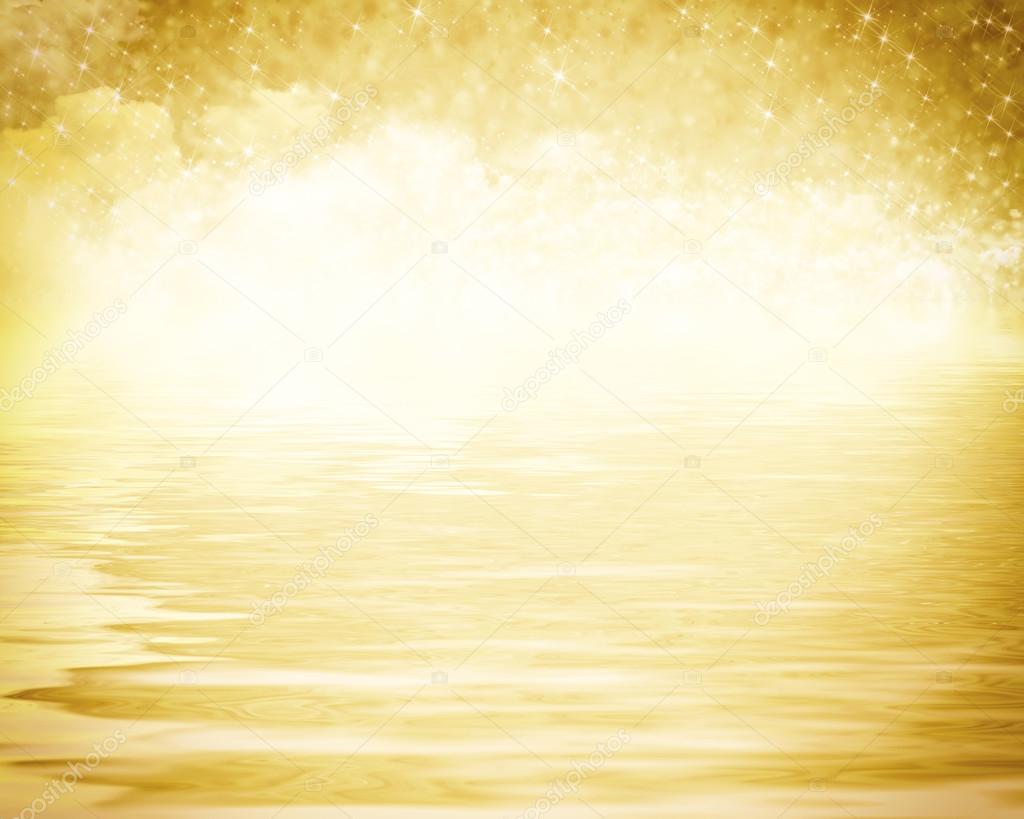 Background for the text, Flickering heaven over water, golden Stock Photo  by ©floraapluss 106095714