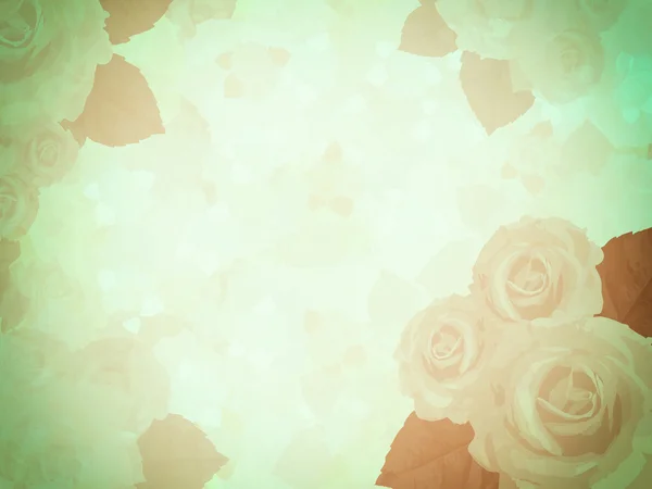 Vintage background vignette with roses, beige-green — Stock Photo, Image