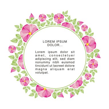 Parlak vektör yuvarlak bir dogrose çiçekli çerçeve