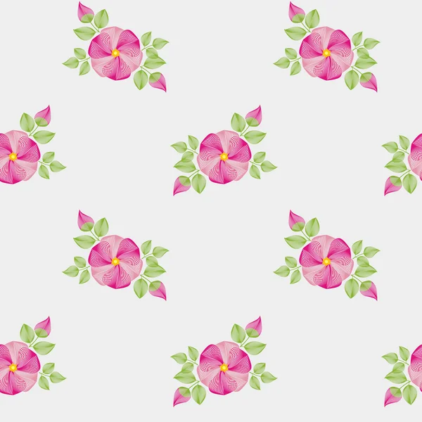 Seamless pattern with dogrose flowers, on a gray background — Stock Vector