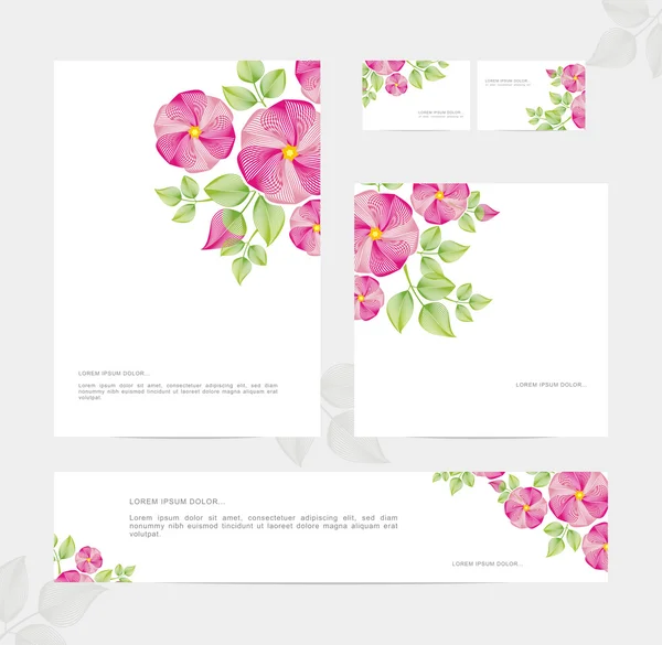 Templates of corporate style, blossoming of a dogrose — Stock Vector